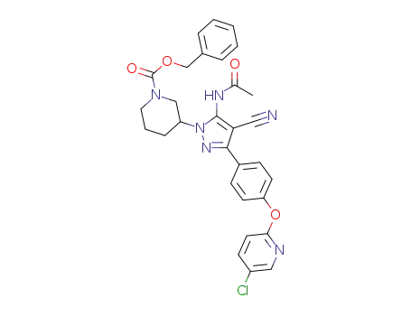 benzyl 3-(5-acetamido-3-{4-[(5-chloropyridin-2-yl)oxy]phenyl}-4-cyano-1H-pyrazol-1-yl)piperidine-1-carboxylate
