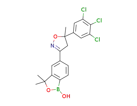 Molecular Structure of 1437779-38-8 (3,3-dimethyl-5-(5-methyl-5-(3,4,5-trichlorophenyl)-4,5-dihydroisoxazol-3-yl)benzo[c][1,2]oxaborol-1(3H)-ol)