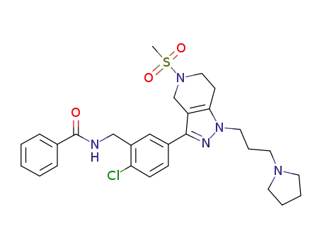 N-(2-chloro-5-[5-methanesulfonyl-1-(3-pyrrolidin-1-yl-propyl)-4,5,6,7-tetrahydro-1H-pyrazolo[4,3-c]pyridin-3-yl]-benzyl)-benzamide