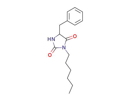 Molecular Structure of 111897-27-9 (2,4-Imidazolidinedione, 3-hexyl-5-(phenylmethyl)-)