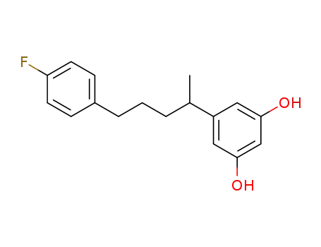 Molecular Structure of 52763-26-5 (1,3-Benzenediol, 5-[4-(4-fluorophenyl)-1-methylbutyl]-)