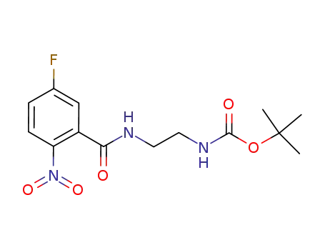 Molecular Structure of 947258-24-4 (tert-butyl N-[2-[(5-fluoro-2-nitro-benzoyl)amino]ethyl]carbamate)