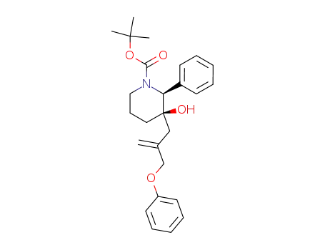 Molecular Structure of 200956-05-4 (1-Piperidinecarboxylic acid,
3-hydroxy-3-[2-(phenoxymethyl)-2-propenyl]-2-phenyl-, 1,1-dimethylethyl
ester, (2S,3R)-)