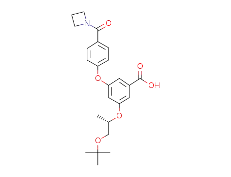 Molecular Structure of 937842-58-5 (3-[4-(azetidin-1-ylcarbonyl)phenoxy]-5-[(1S)-2-tert-butoxy-1-methylethoxy]benzoic acid)