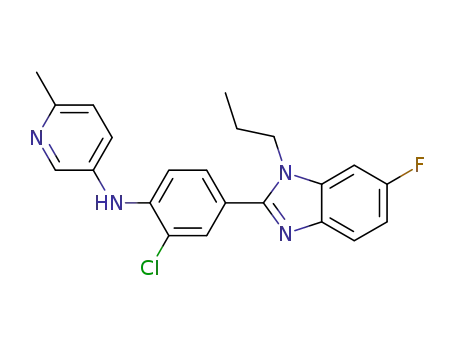 Molecular Structure of 1072930-80-3 ([2-chloro-4-(6-fluoro-1-propyl-1H-benzoimidazol-2-yl)-phenyl]-(6-methyl-pyridin-3-yl)-amine)