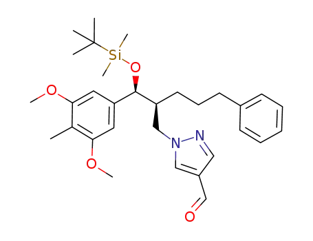 Molecular Structure of 856688-70-5 (1-{(2S)-2-[(S)-(3,5-dimethoxy-4-methylphenyl)(hydroxy)methyl]-5-phenylpentyl}-1H-pyrazole-4-carbaldehyde)