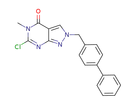4H-Pyrazolo[3,4-d]pyrimidin-4-one,
2-([1,1'-biphenyl]-4-ylmethyl)-6-chloro-2,5-dihydro-5-methyl-