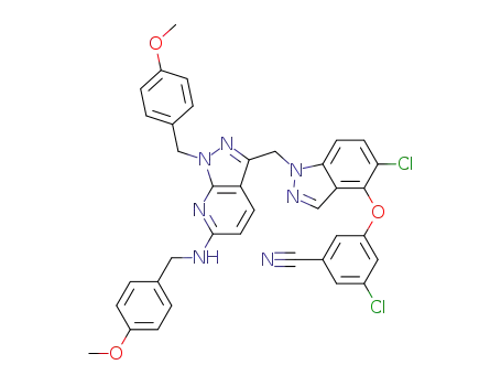 3-chloro-5-{[5-chloro-1-({1-(4-methoxybenzyl)-6-[(4-methoxybenzyl)amino]-1H-pyrazolo[3,4-b]pyridin-3-yl}methyl)-1H-indazol-4-yl]oxy}benzonitrile