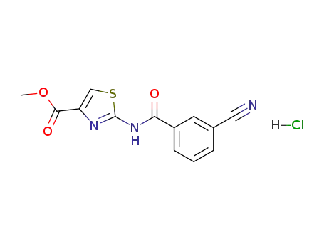 Molecular Structure of 206882-11-3 (2-[N-(3-cyanobenzoyl)amino]-4-methoxycarbonyl-1,3-thiazole.hydrochloride)