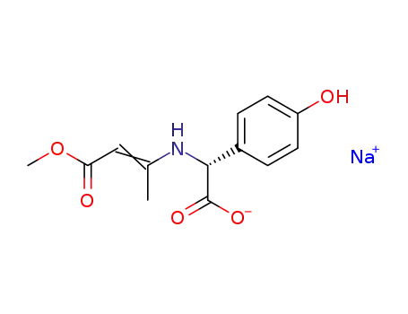 Molecular Structure of 26787-84-8 (sodium (R)-(4-hydroxyphenyl)[(3-methoxy-1-methyl-3-oxoprop-1-enyl)amino]acetate)