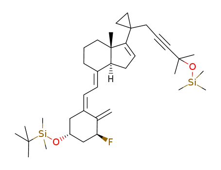 Molecular Structure of 881692-45-1 (1α-fluoro-3β-tert-butyl-dimethyl-silanyloxy-25-trimethylsilanyloxy-16-ene-20-cyclopropyl-23,24-yne-cholecalciferol)