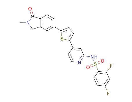 Molecular Structure of 1567836-91-2 (2,4-difluoro-N-(4-(5-(2-methyl-1-oxoisoindolin-5-yl)thiophen-2-yl)pyridin-2-yl)benzenesulfonamide)