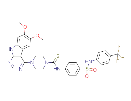 4-(6,7-dimethoxy-9H-pyrimido[4,5-b]indol-4-yl)-N-(4-(N-(4-trifluoromethyl-phenyl)sulfamoyl)-phenyl)-piperazine-1-carbothioamide