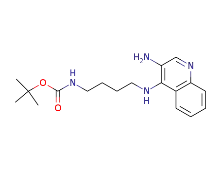 Molecular Structure of 210303-90-5 (Carbamic acid, [4-[(3-amino-4-quinolinyl)amino]butyl]-,
1,1-dimethylethyl ester)
