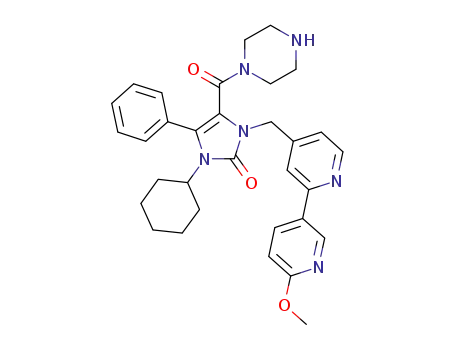 1-cyclohexyl-3-((6'-methoxy-2,3'-bipyridin-4-yl)methyl)-5-phenyl-4-(piperazine-1-carbonyl)-1H-imidazol-2(3H)-one
