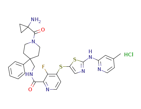 N-((1-(1-aminocyclopropanecarbonyl)-4-phenylpiperidin-4-yl)methyl)-3-fluoro-4-(2-(4-methylpyridin-2-ylamino)thiazol-5-ylthio)picolinamide hydrochloride