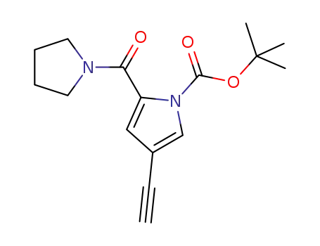 Molecular Structure of 845868-17-9 (1H-Pyrrole-1-carboxylic acid, 4-ethynyl-2-(1-pyrrolidinylcarbonyl)-,
1,1-dimethylethyl ester)
