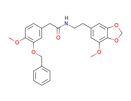 Molecular Structure of 52346-00-6 (2-(3-(benzyloxy)-4-methoxyphenyl)-N-(2-(7-methoxybenzo[d][1,3]dioxol-5-yl)ethyl)acetamide)