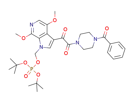 Molecular Structure of 864953-32-2 ((3-(2-(4-benzoylpiperazin-1-yl)-2-oxoacetyl)-4,7-dimethoxy-1H-pyrrolo[2,3-c]pyridin-1-yl)methyl di-tert-butyl phosphate)
