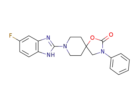 Molecular Structure of 1073558-68-5 (8-(5-fluoro-1H-benzimidazol-2-yl)-3-phenyl-1-oxa-3,8-diazaspiro[4.5]decan-2-one)