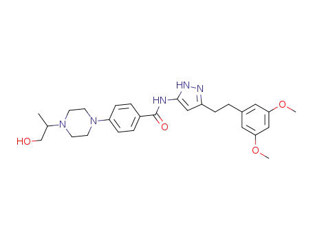 N-[5-[2-(3,5-dimethoxyphenyl)ethyl]-2H-pyrazol-3-yl]-4-[4-(1-hydroxypropan-2-yl)piperazin-1-yl]benzamide
