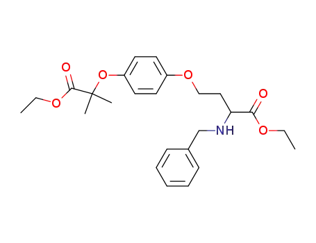 Molecular Structure of 518343-99-2 (2-benzylamino-4-[4-(1-ethoxycarbonyl-1-methyl-ethoxy)-phenoxy]-butyric acid ethyl ester)