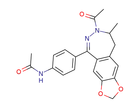 Molecular Structure of 143692-53-9 (1-(4-Acetylaminophenyl)-3-acetyl-4-methyl-7,8-methylenedioxy-3,4-dihyd ro-5H-2,3-benzodiazepine)