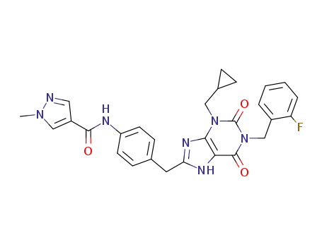 1-methyl-1H-pyrazole-4-carboxylic acid {4-[3-cyclopropylmethyl-1-(2-fluorobenzyl)-2,6-dioxo-2,3,6,7-tetrahydro-1H-purin-8-ylmethyl]-phenyl}-amide