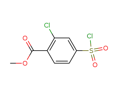 Molecular Structure of 260968-87-4 (2-chloro-4-(chlorosulfonyl)benzoic acid methyl ester)