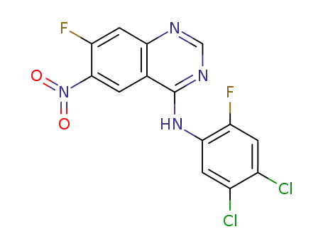 Molecular Structure of 848006-02-0 (4-Quinazolinamine, N-(4,5-dichloro-2-fluorophenyl)-7-fluoro-6-nitro-)