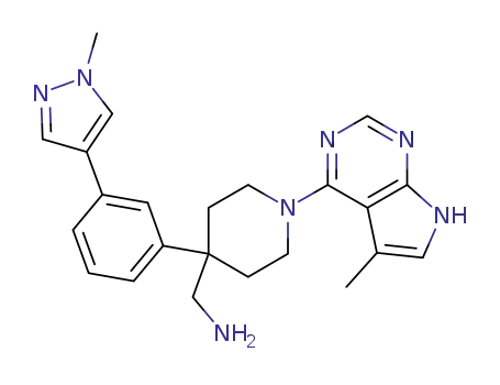 (4-(3-(1-methyl-1H-pyrazol-4-yl)phenyl)-1-(5-methyl-7H-pyrrolo[2,3-d]pyrimidin-4-yl)piperidin-4-yl)methanamine