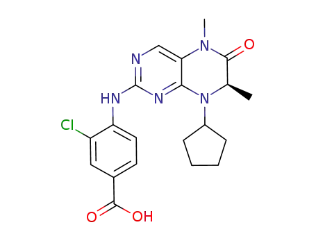 Benzoic acid,
3-chloro-4-[[(7R)-8-cyclopentyl-5,6,7,8-tetrahydro-5,7-dimethyl-6-oxo-2-
pteridinyl]amino]-