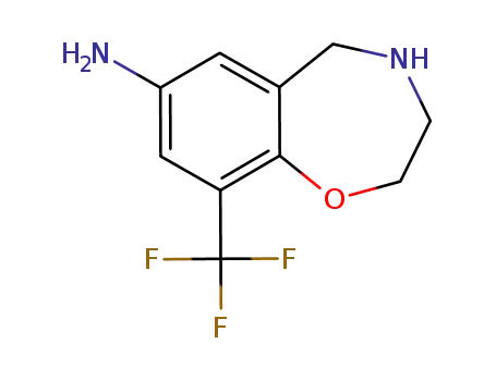 Molecular Structure of 918900-52-4 (1,4-Benzoxazepin-7-amine, 2,3,4,5-tetrahydro-9-(trifluoromethyl)-)