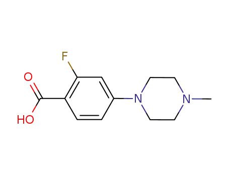 Molecular Structure of 948018-61-9 (2-Fluoro-4-(4-Methyl-1-piperazinyl)benzoic Acid)