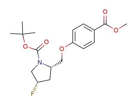 Molecular Structure of 317356-28-8 (1-Pyrrolidinecarboxylic acid,
4-fluoro-2-[[4-(methoxycarbonyl)phenoxy]methyl]-, 1,1-dimethylethyl
ester, (2S,4S)-)