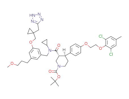 tert-butyl (3R,4S)-3-{[(cyclopropyl)(3-(3-methoxypropyl)-5-{[1-(2H-tetrazol-5-ylmethyl)cyclopropyl]methoxy}benzyl)amino]carbonyl}-4-{4-[2-(2,6-dichloro-4-methylphenoxy)ethoxy]phenyl}piperidine-1-carboxylate