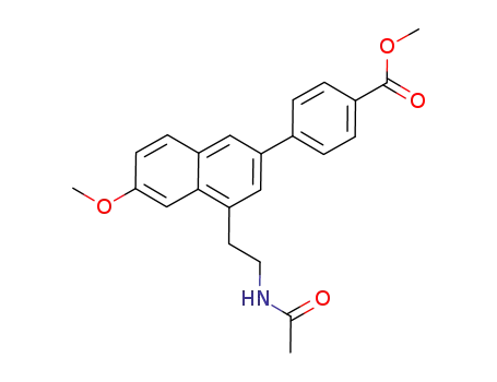 Molecular Structure of 686319-49-3 (Benzoic acid, 4-[4-[2-(acetylamino)ethyl]-6-methoxy-2-naphthalenyl]-,
methyl ester)