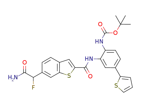 (2-{[6-(carbamoyl-fluoro-methyl)-benzo[b]thiophene-2-carbonyl]-amino}-4-thiophen-2-yl-phenyl)-carbamic acid tert-butyl ester