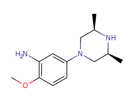 Molecular Structure of 874959-42-9 (Benzenamine, 5-[(3R,5S)-3,5-dimethyl-1-piperazinyl]-2-methoxy-, rel-)