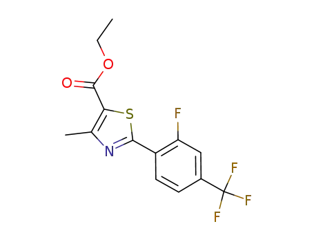 Molecular Structure of 317319-35-0 (2-[2-Fluoro-4-(trifluoromethyl)phenyl]-4-methyl-5-thiazolecarboxylic acid ethyl ester)