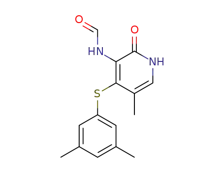 Molecular Structure of 172469-98-6 (N-{4-[(3,5-dimethylphenyl)sulfanyl]-5-methyl-2-oxo-1,2-dihydropyridin-3-yl}formamide)