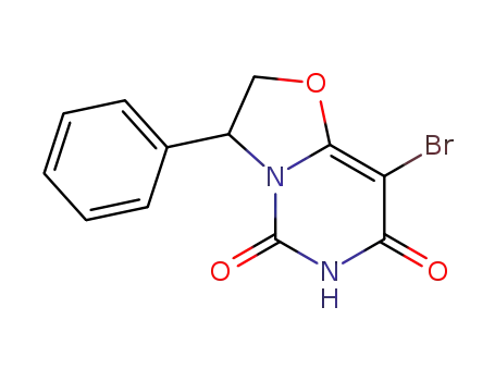 Molecular Structure of 496927-31-2 (5H-Oxazolo[3,2-c]pyrimidine-5,7(6H)-dione,
8-bromo-2,3-dihydro-3-phenyl-)