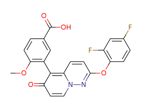 Molecular Structure of 940891-82-7 (Benzoic acid, 3-[2-(2,4-difluorophenoxy)-6-oxo-6H-pyrido[1,2-b]pyridazin-5-yl]-4-Methoxy-)