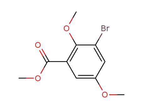 Molecular Structure of 204849-21-8 (Benzoic acid, 3-bromo-2,5-dimethoxy-, methyl ester)