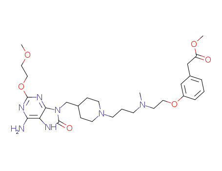 7,8-dihydro-9-{1-[3-(N-(2-[3-(methoxycarbonylmethyl)phenoxy]ethyl)-N-methylamino)propyl]piperidin-4-ylmethyl}-2-(2-methoxyethoxy)-8-oxoadenine