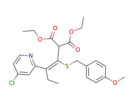 (E)-diethyl 2-(1-(4-methoxybenzylthio)-2-(4-chloropyridin-2-yl)but-1-enyl)malonate
