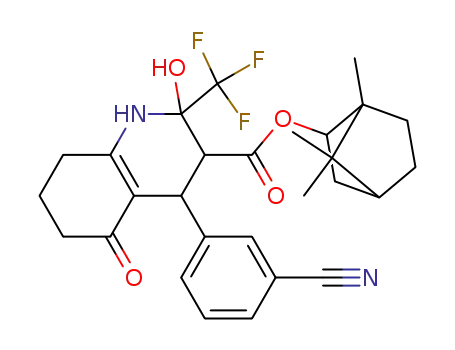 (+/-)-isobornyl 4-(3-cyanophenyl)-2-trifluoromethyl-2-hydroxy-5-oxo-1,2,3,4,5,6,7,8-octahydroquinoline-3-carboxylate