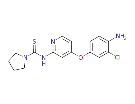Molecular Structure of 864245-16-9 (1-Pyrrolidinecarbothioamide,
N-[4-(4-amino-3-chlorophenoxy)-2-pyridinyl]-)