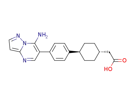 Molecular Structure of 1031336-60-3 (trans-4-[4-(7-Aminopyrazolo[1,5-a]pyrimidin-6-yl)phenyl]cyclohexaneacetic acid)