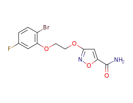 Molecular Structure of 1073319-24-0 (3-[2-(2-bromo-5-fluorophenoxy)ethoxy]isoxazole-5-carboxamide)